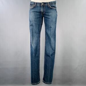 D&G by DOLCE & GABBANA Size 35 Blue Contrast Stitch Cotton Skinny Low Rise Jeans